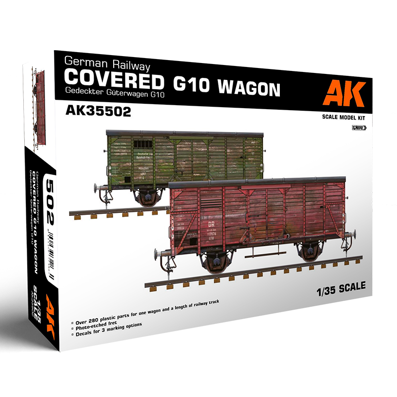 AK INTERACTIVE AK35502 1/35 German Railway Covered G10 Wagon Gedeckter Güterwagen G10
