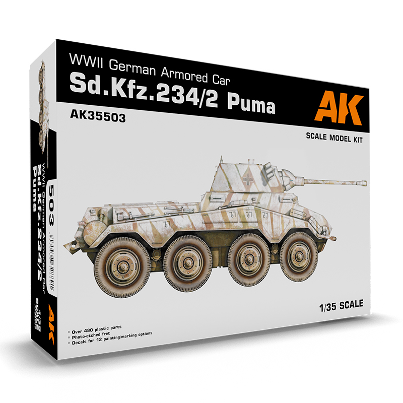 AK INTERACTIVE AK35503 1/35 Sd.Kfz. 234/2 Puma WWII German Armoured Car
