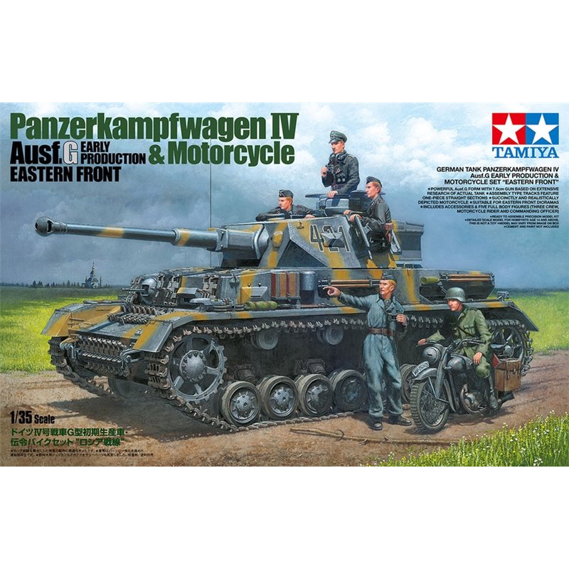 TAMIYA 25209 1/35 Panzerkampfwagen IV Ausf G. Early Production & Motorcycle Eastern Front