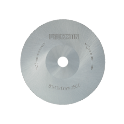 PROXXON 28730 Circular saw blade made of high-alloy special steel (HSS)
Ø 80mm (10mm bore). 1.1mm thick