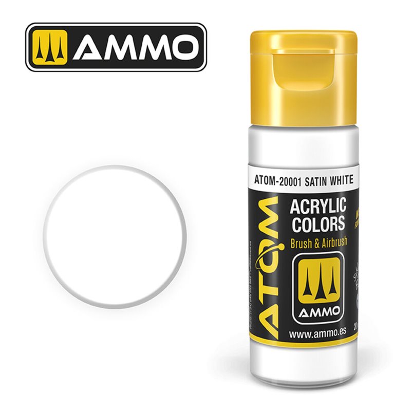 AMMO BY MIG ATOM-20001 ATOM COLOR Satin White 20 ml.