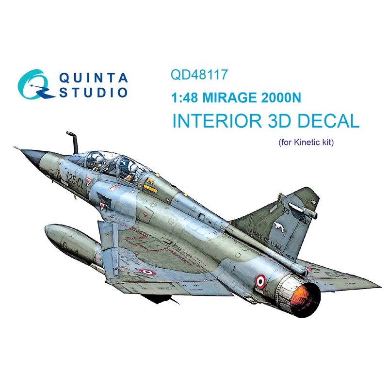 QUINTA STUDIO QD48117 1/48 Mirage 2000N interior 3D decals 3D-Printed & coloured Interior on decal paper (for Kinetic kit)