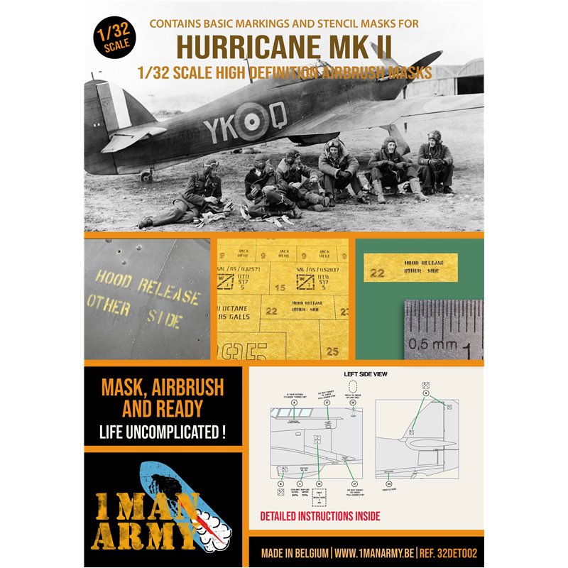 1MANARMY 32DET002 1/32 MASK for Hurricane Mk. II RAF 1941