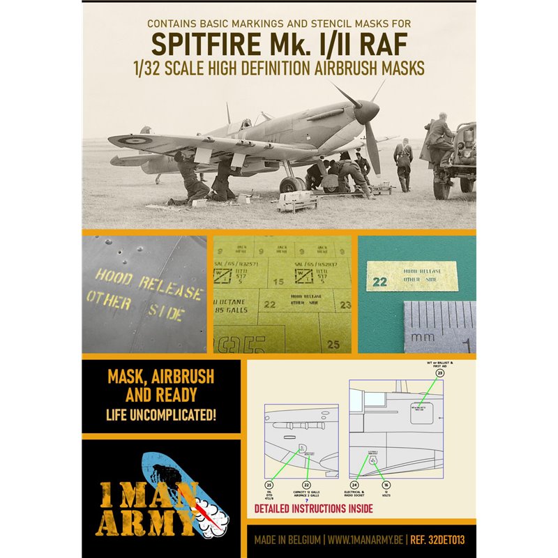 1MANARMY 32DET013 1/32 MASK for Spitfire Mk. I/II RAF