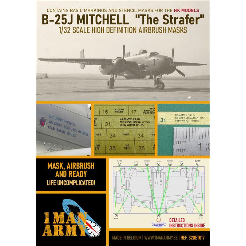 1MANARMY 32DET017 1/32 MASK for B-25J Mitchell The Strafer HK Models