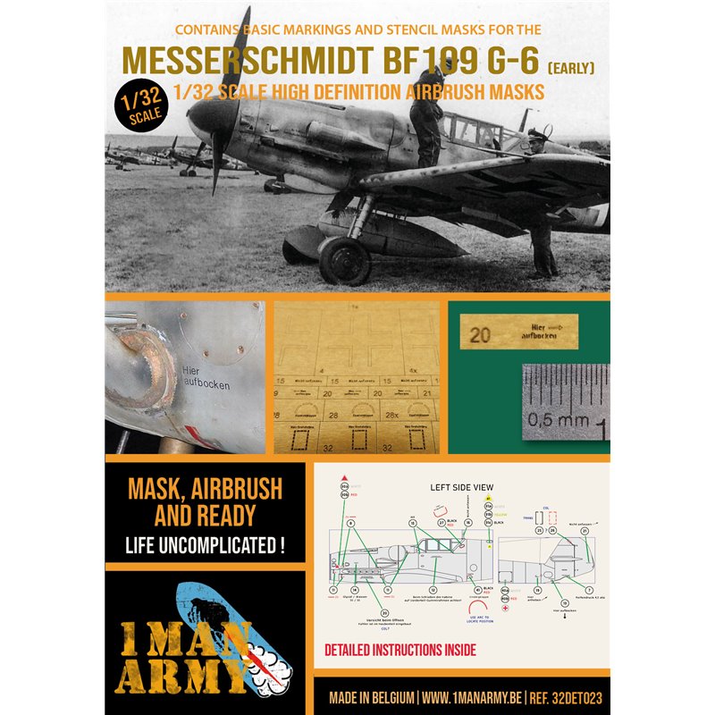 1MANARMY 32DET023 1/32 MASK for Messerschmitt Bf 109 G-6