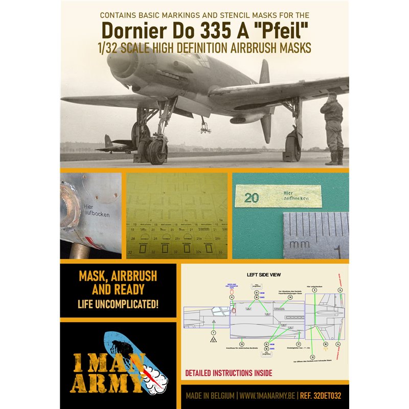 1MANARMY 32DET032 1/32 MASK for Dornier Do 335 A Pfeil All Brands