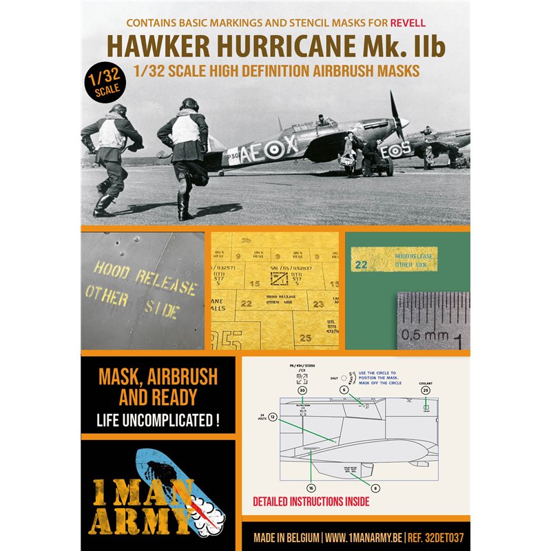 1MANARMY 32DET037 1/32 MASK for Hawker Hurricane Mk. II RAF 1941 Revell