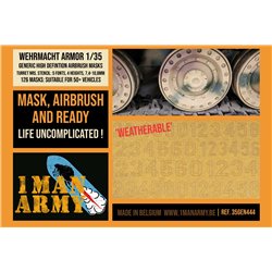 1MANARMY 35GEN444 1/35 MASK for German Turret Numbers Stencil Font