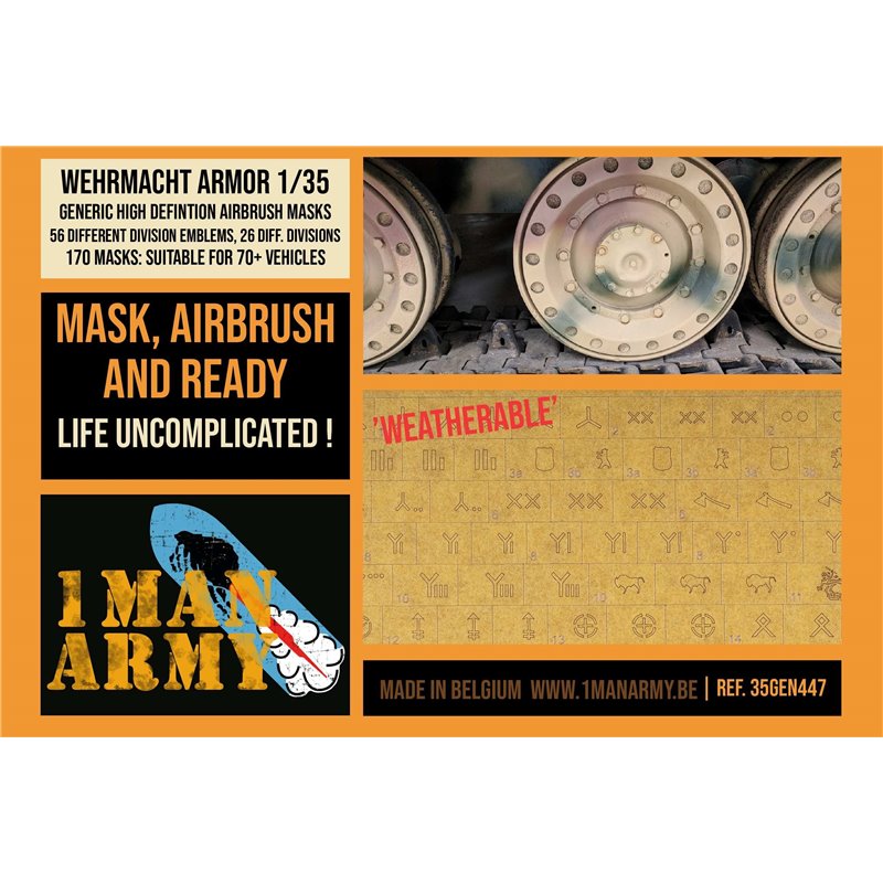 1MANARMY 35GEN447 1/35 MASK for German Wehrmacht Division Emblems