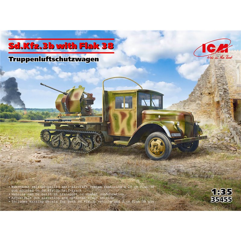 ICM 35455 1/35 Sd.Kfz.3b with Flak 38 AA Gun