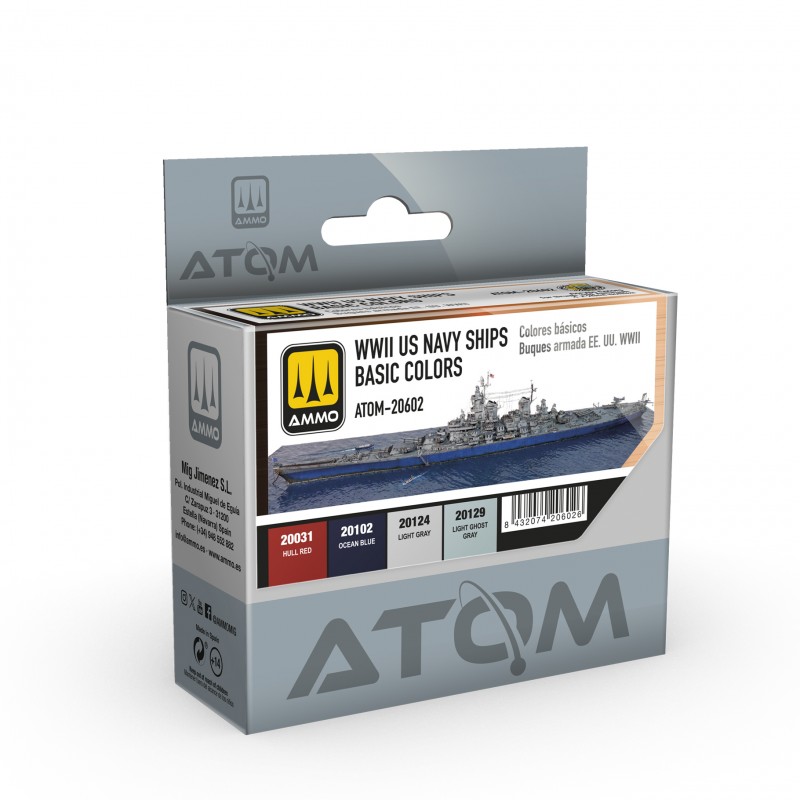 AMMO BY MIG ATOM-20602 ATOM WWII US Navy Ships Basic Colors Set AMMO BY MIG ATOM-20602 ATOM WWII US Navy Ships Basic Colors Set