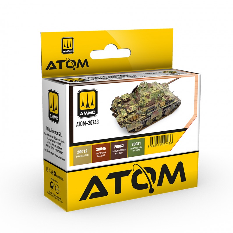 AMMO BY MIG ATOM-20743 ATOM 1944-45 German Standard Colors Set AMMO BY MIG ATOM-20743 ATOM 1944-45 German Standard Colors Set