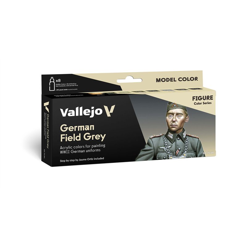 VALLEJO 70.181 MODEL COLOR German Field Grey by Jaume Ortiz (8 colors of 18 ml. set) VALLEJO 70.181 MODEL COLOR German Field Grey by Jaume Ortiz (8 colors of 18 ml. set)