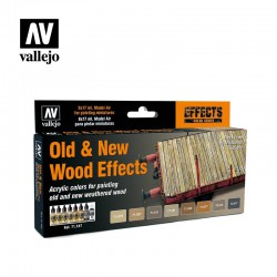 VALLEJO 71.187 Model Air Set Old And New Wood Effects (8) by Scratchmod Effects 8 Color Set 17 ml.