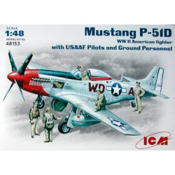 ICM 48153 1/48 Mustang P-51D WWII American Fighter with USAAF Pilots and Ground Personnel