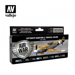 VALLEJO 71.164 MODEL AIR Luftwaffe Maritime And Tropical Colors 1941 to End-War (8 colors of 17 ml. set)