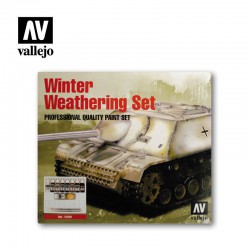 VALLEJO 72.220 Model Color Set Winter Weathering (9) + 2 Brushes Weathering 17 ml.
